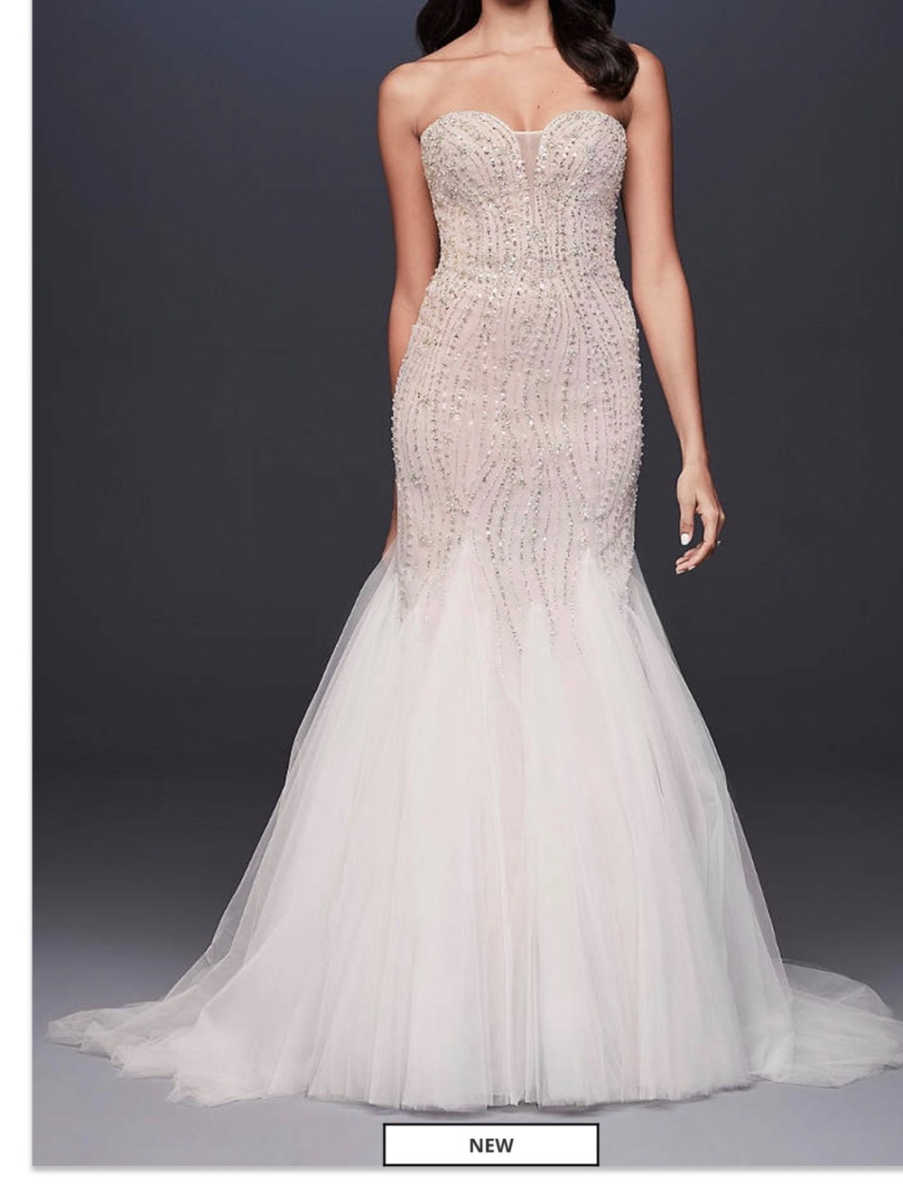 Strapless Beaded Mermaid Gown in Blush Pink